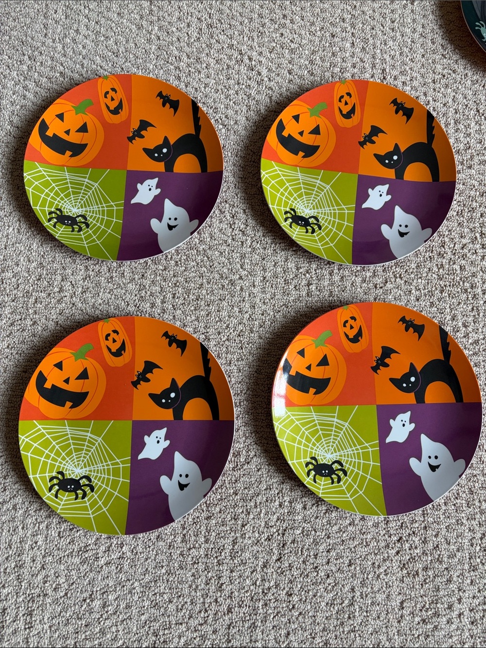 Halloween Dinner Plates - Orange, Purple & Green Festive Set